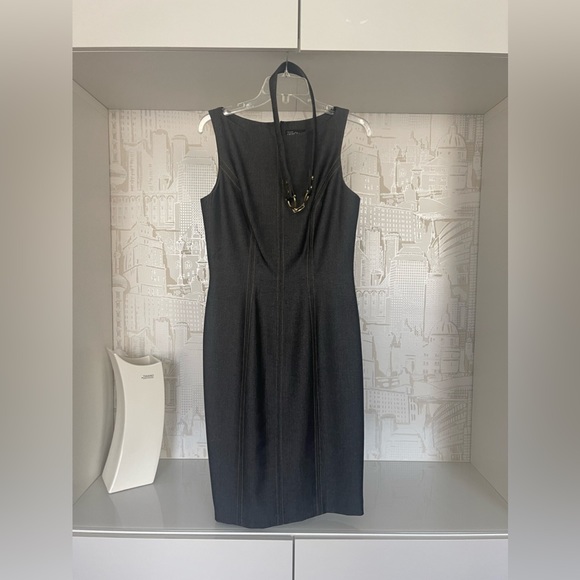 Cache Contour Collection Midi Sleeveless Dress Gray Fully Lined Size 8 - Picture 1 of 8